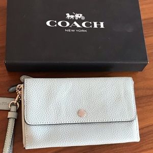 TRIPLE SMALL WALLET (COACH 29609)
LIGHT TURQUOISE/SILVER
COACH STYLE # 29609